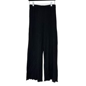 Wilfred Aritzia Crinkle Pull On Black Wide Leg Pants Elastic Sheer‎ Womens Small